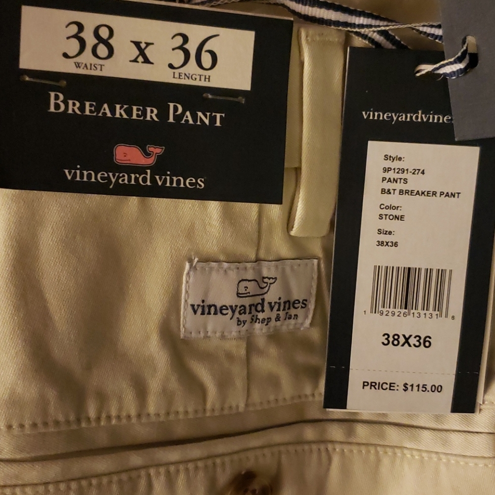 🆕 Vineyard Vines Tall Mens Breaker Pants Stone Chino NWT NEW - Picture 8 of 8